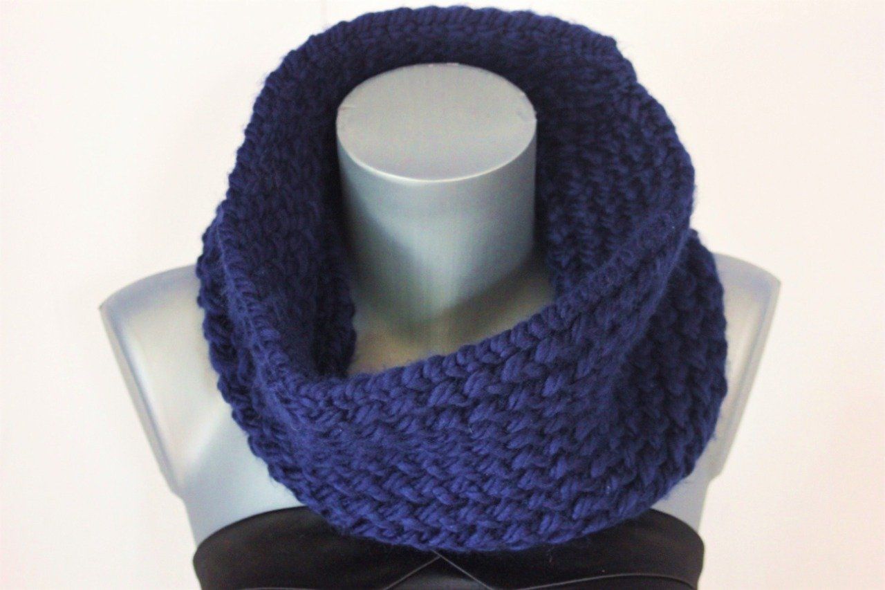 Echarpe Snood laine bleu marine oversize homme /femme