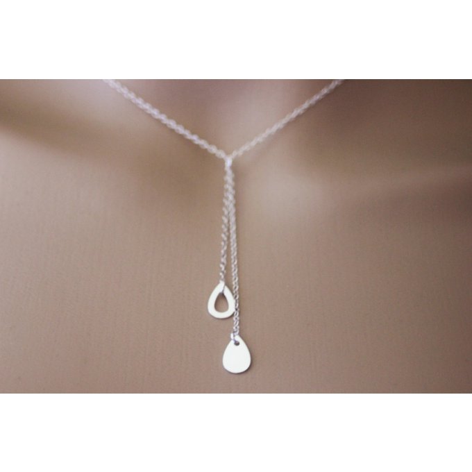 Collier gouttes en argent massif 