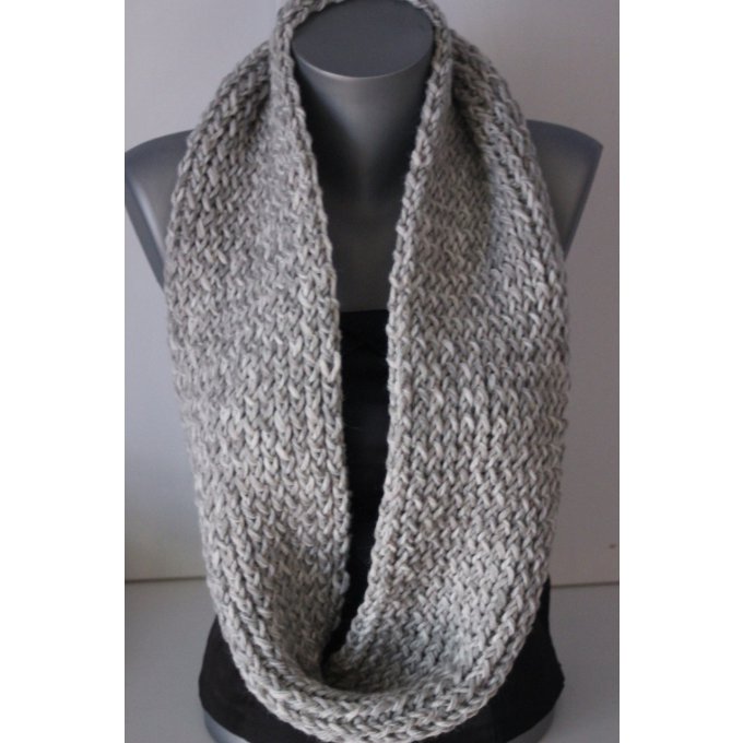 snood 2 tours en laine grise 