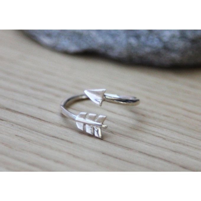Bague flèche en argent massif taille réglable