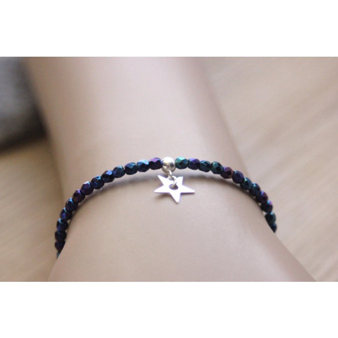 Bracelet argent 925 et perles bleu