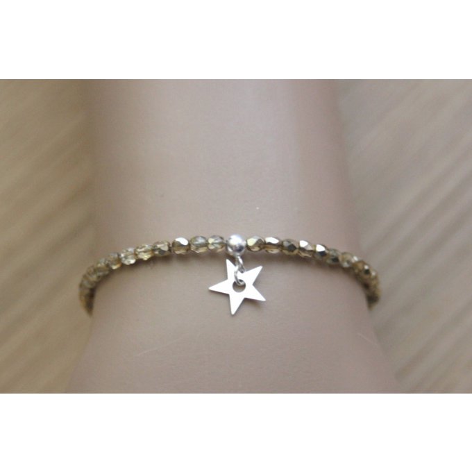 Bracelet cristal de bohème cristal gold et étoile argent