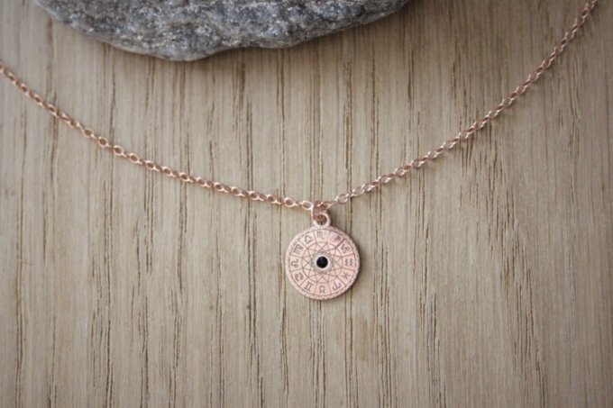 Collier or rose pendentif horoscope signes du zodiaque