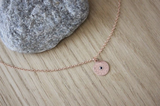 Collier or rose pendentif horoscope signes du zodiaque