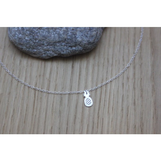 Collier argent massif breloque petit ananas