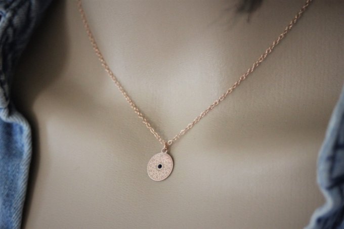 Collier or rose pendentif horoscope signes du zodiaque