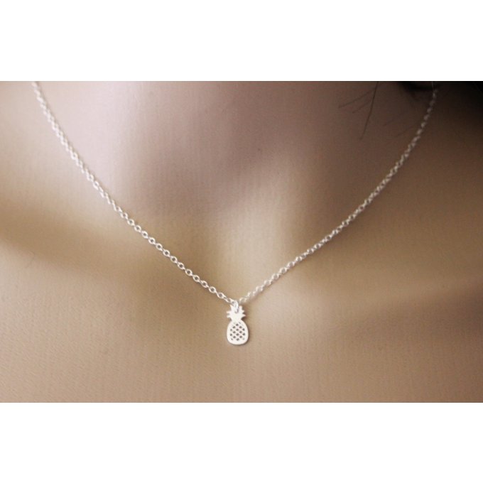 Collier argent massif breloque petit ananas