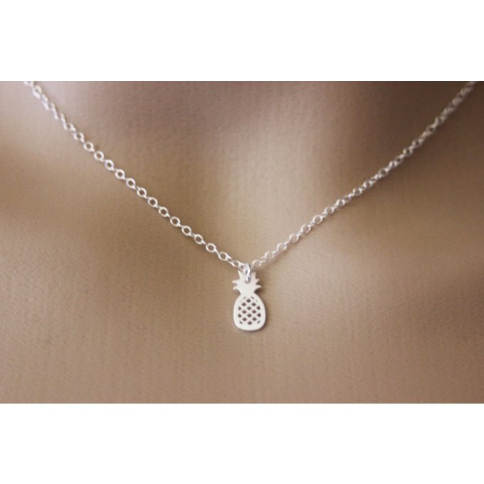 Collier argent massif breloque petit ananas