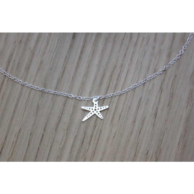 Collier argent massif breloque étoile de mer