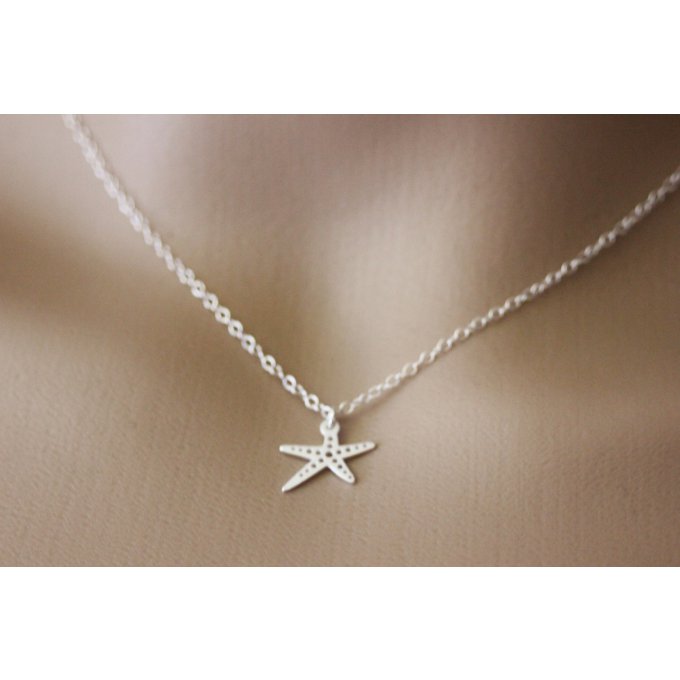 Collier argent massif breloque étoile de mer