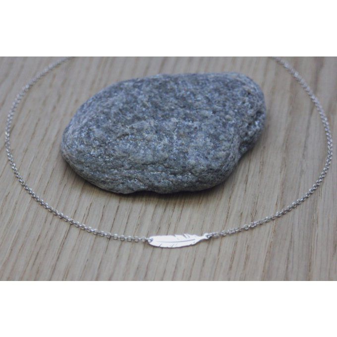 Collier plume en argent massif de 22mm 