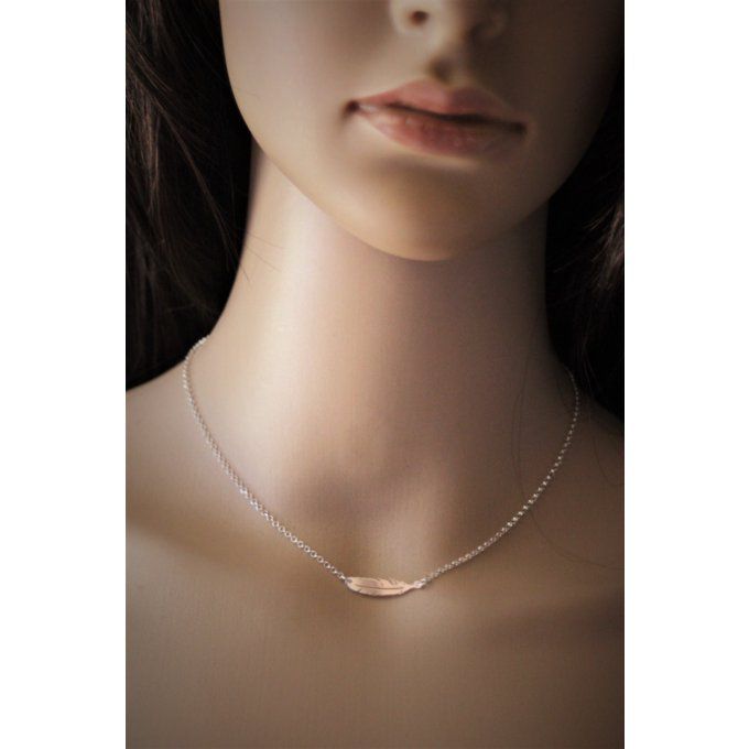 Collier plume en argent massif de 22mm 