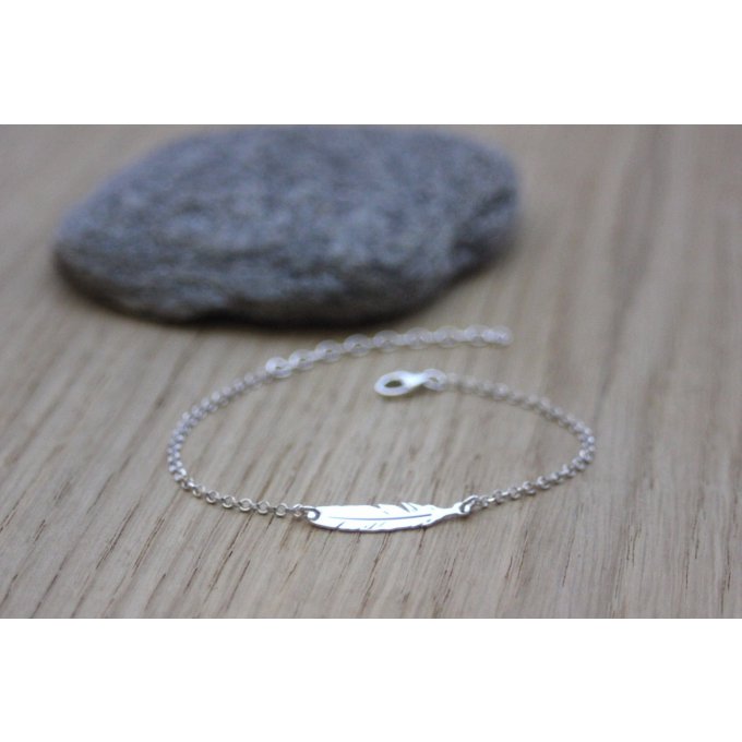 Bracelet plume en argent massif de 22mm