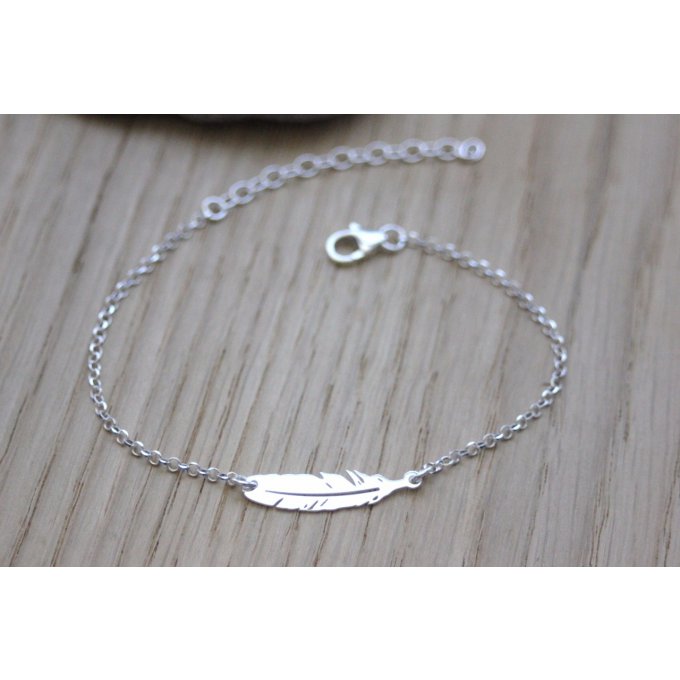 Bracelet plume en argent massif de 22mm