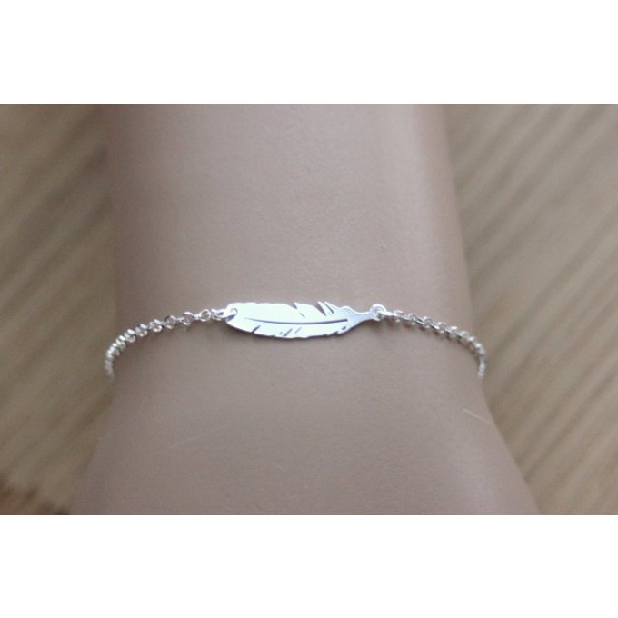 Bracelet plume en argent massif de 22mm