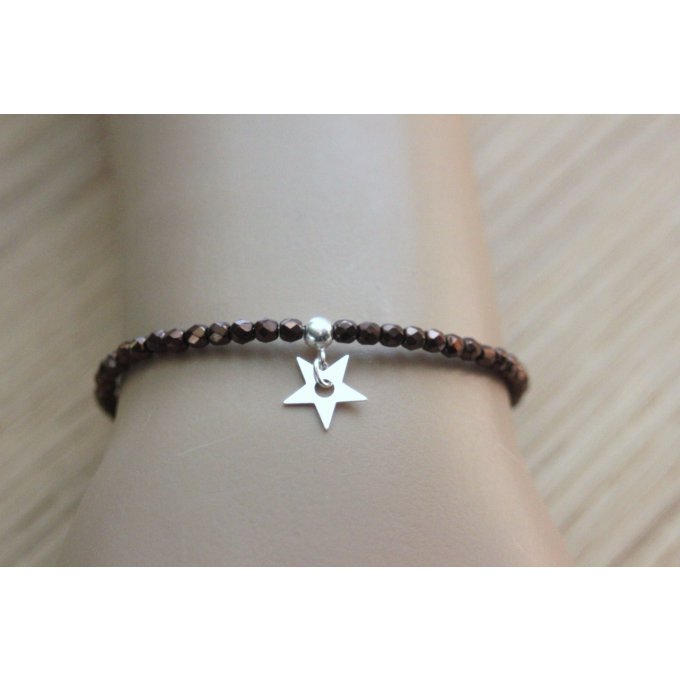 Bracelet cristal bohème marron étoile argent