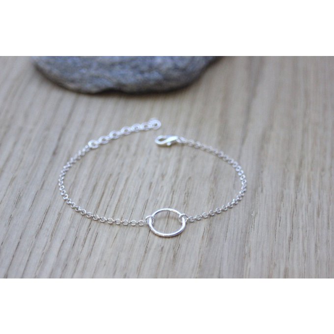 Bracelet minimaliste anneau argent massif