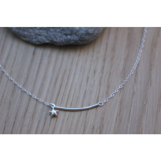 Collier minimaliste argent perle tube et étoile