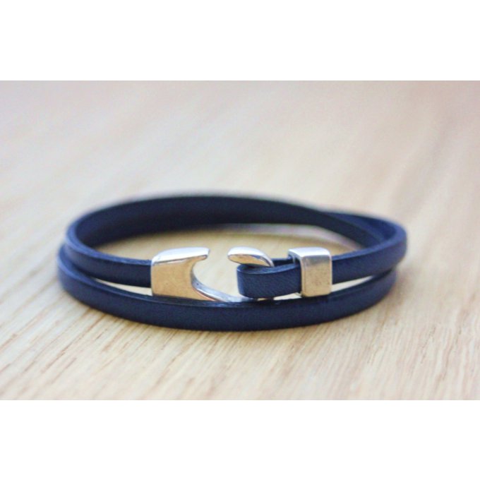 bracelet de créateur cuir bleu