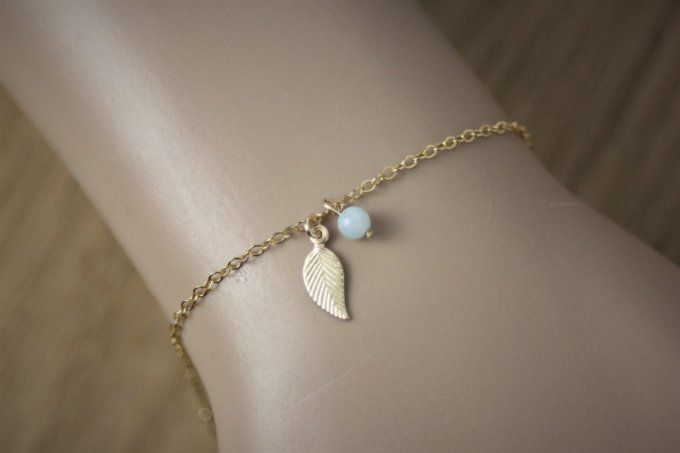 Bracelet minimaliste en or Gold Filled et amazonite