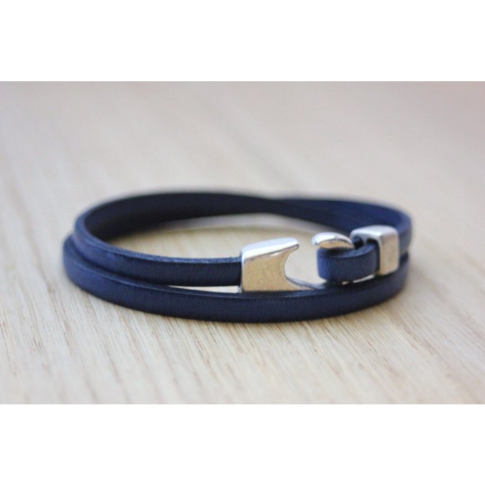 bracelet cuir bleu pour homme