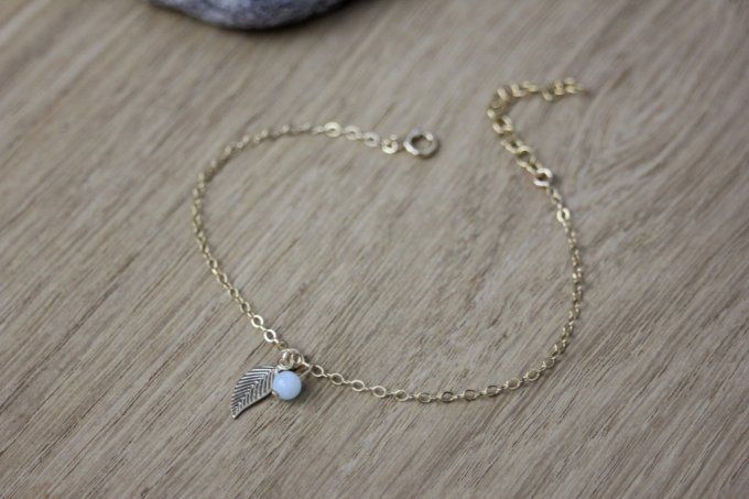 Bracelet minimaliste en or Gold Filled et amazonite