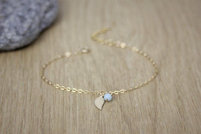 Bracelet minimaliste en or Gold Filled et amazonite