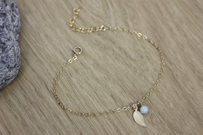 Bracelet minimaliste en or Gold Filled et amazonite