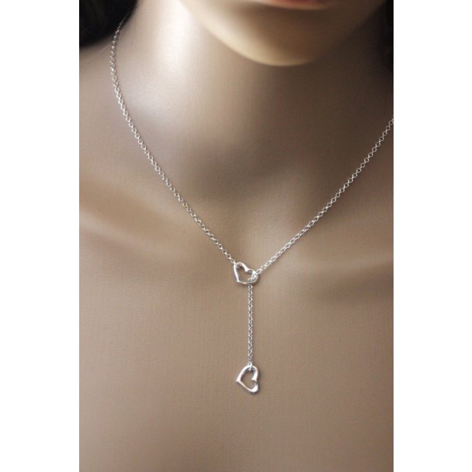 collier coeur en argent massif