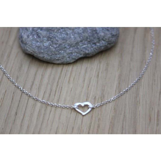 Collier coeur en argent massif