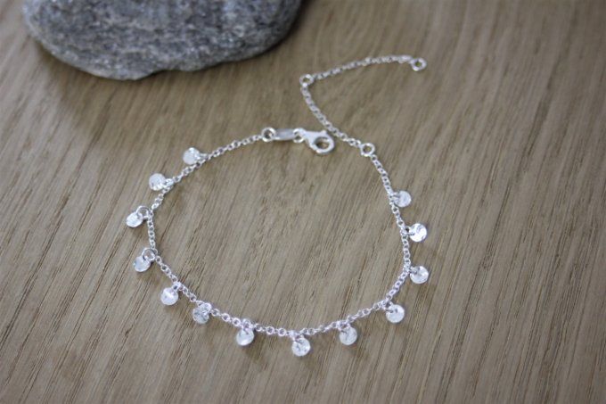 Bracelet argent massif mini médailles martelées