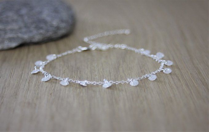 Bracelet argent massif mini médailles martelées