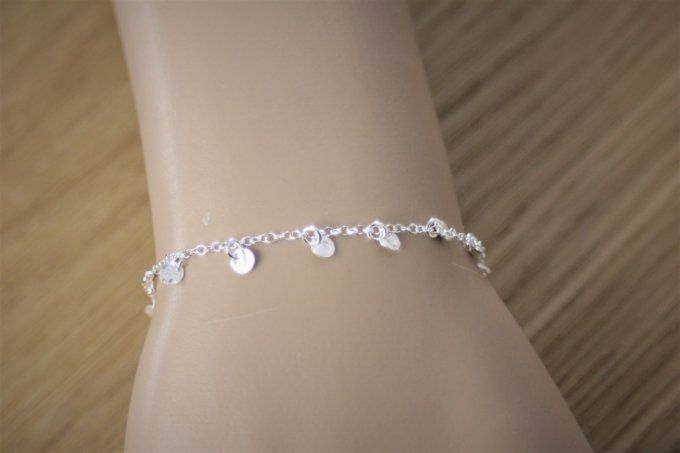 Bracelet argent massif mini médailles martelées