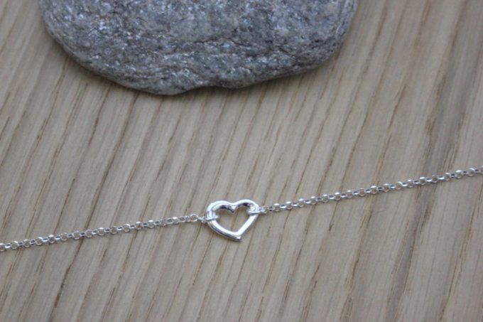 Ensemble de 2 bracelets en argent massif coeur et quartz rose