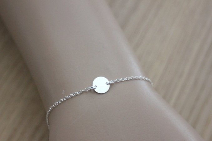 Bracelet minimaliste médaille argent massif à graver