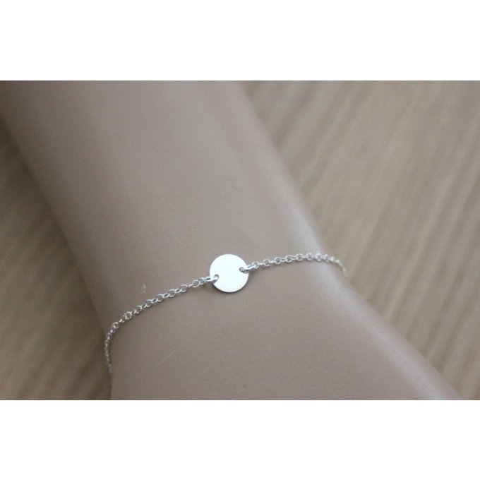 Bracelet minimaliste médaille argent massif