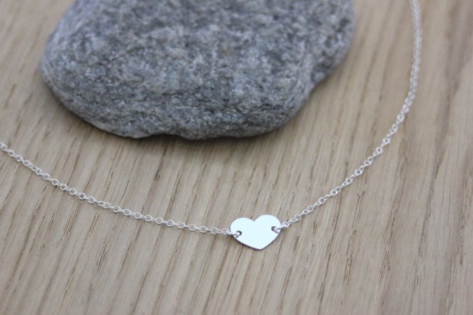 Collier en argent massif médaille coeur à graver