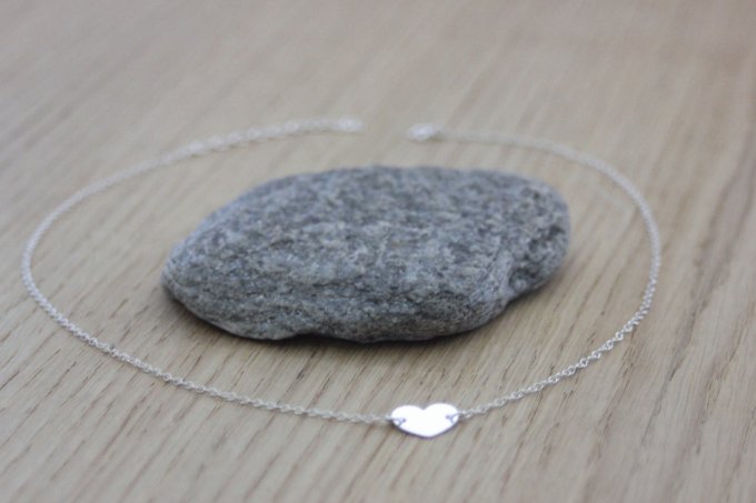 Collier en argent massif médaille coeur à graver