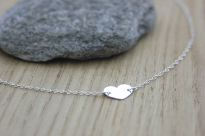 Collier en argent massif médaille coeur à graver