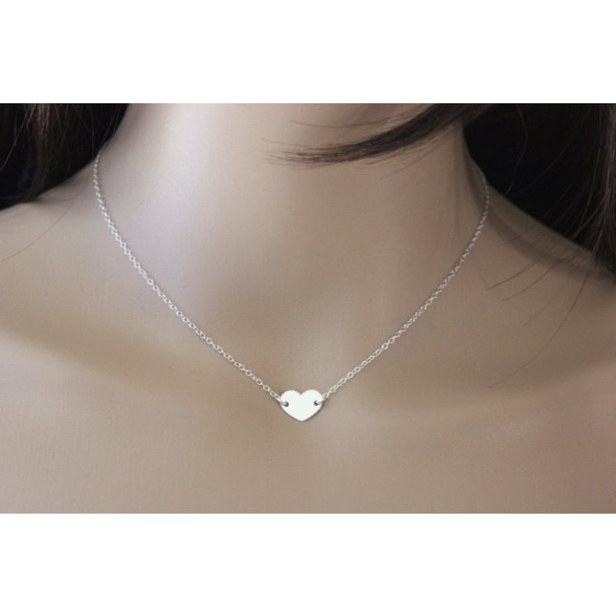 collier fin en argent médaille coeur