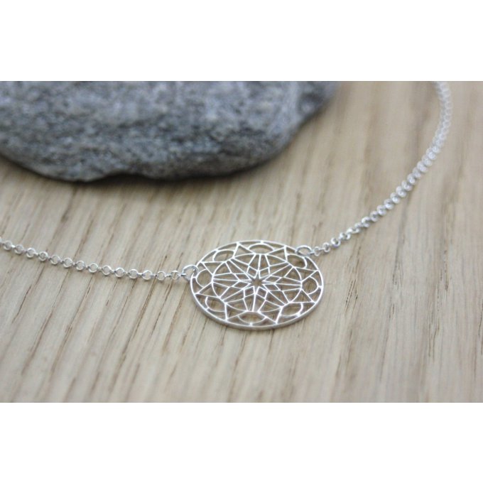 collier argent pendentif géométrique