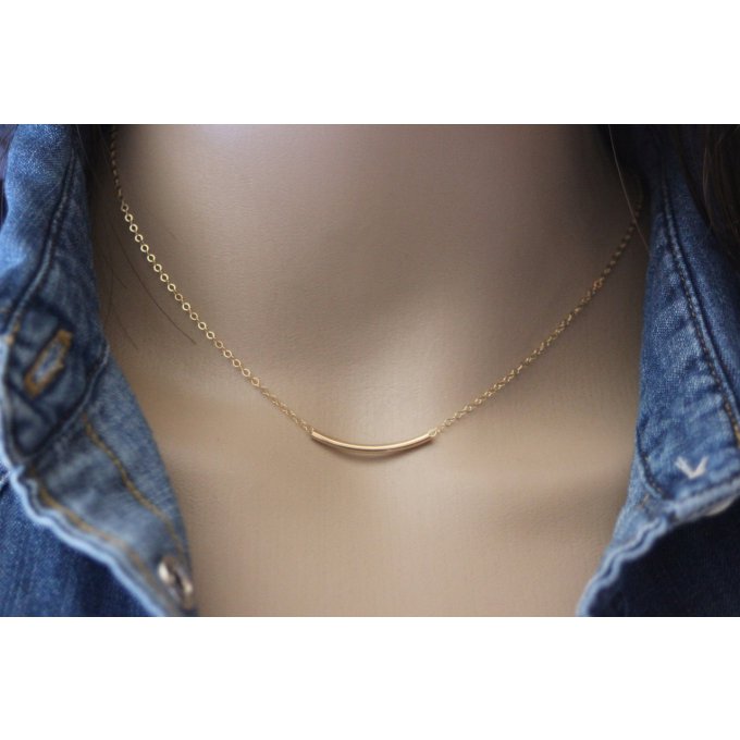 Collier perle tube en or Gold filled