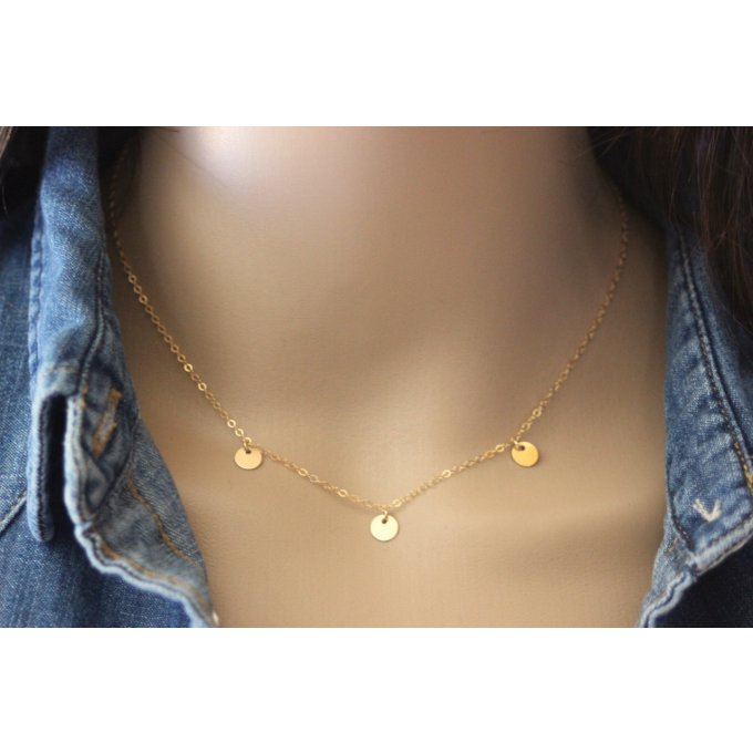 Collier or Gold Filled 3 petites médailles rondes