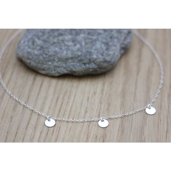 collier 3 pastilles argent