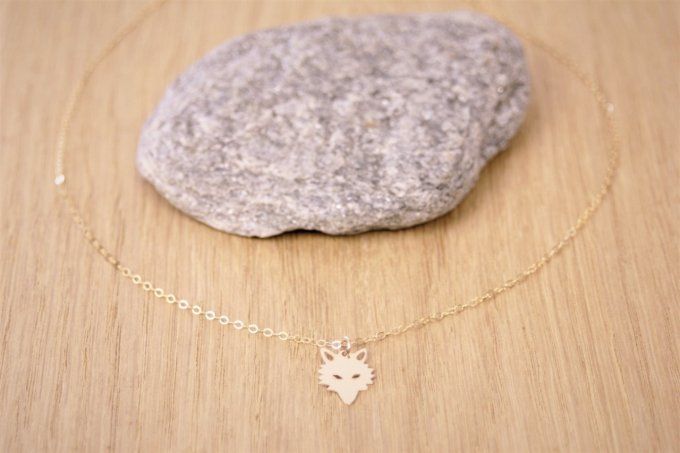 Collier en or Gold Filled pendentif tête de loup