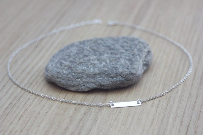 Collier argent massif médaille rectangle à graver