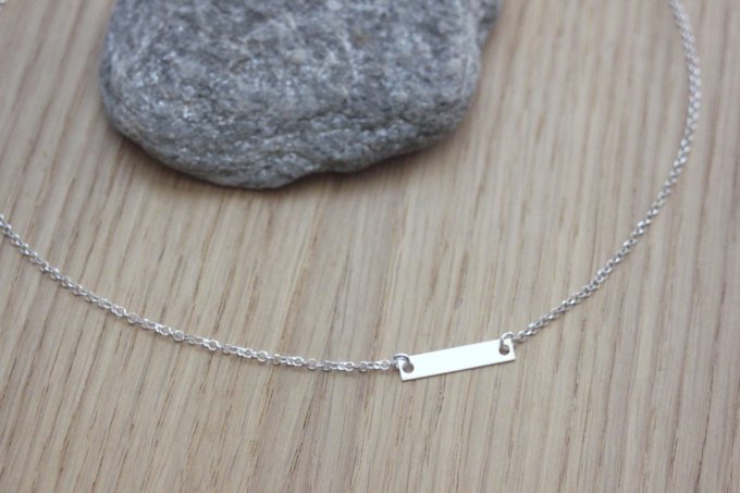 Collier argent massif médaille rectangle à graver