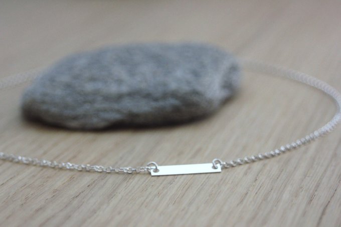 Collier argent massif médaille rectangle à graver