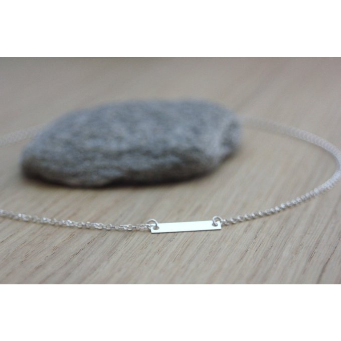 Collier argent médaille rectangle minimaliste