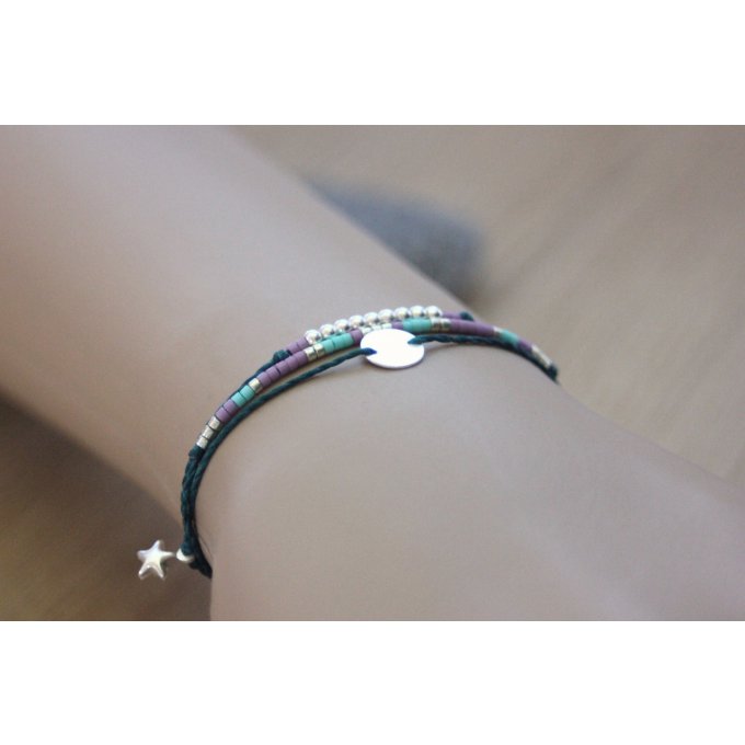 bracelet cordon perles argent et miyuki